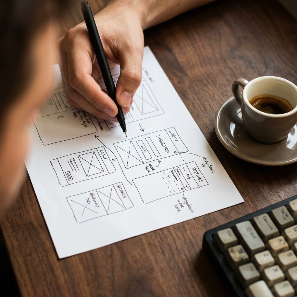 Croquis de maquettes et espresso
